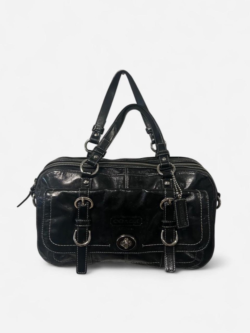 Coach Black Leather Double-Handle Shoulder Bag